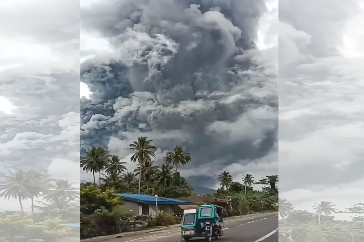 An ash cloud from Mount Bulusan