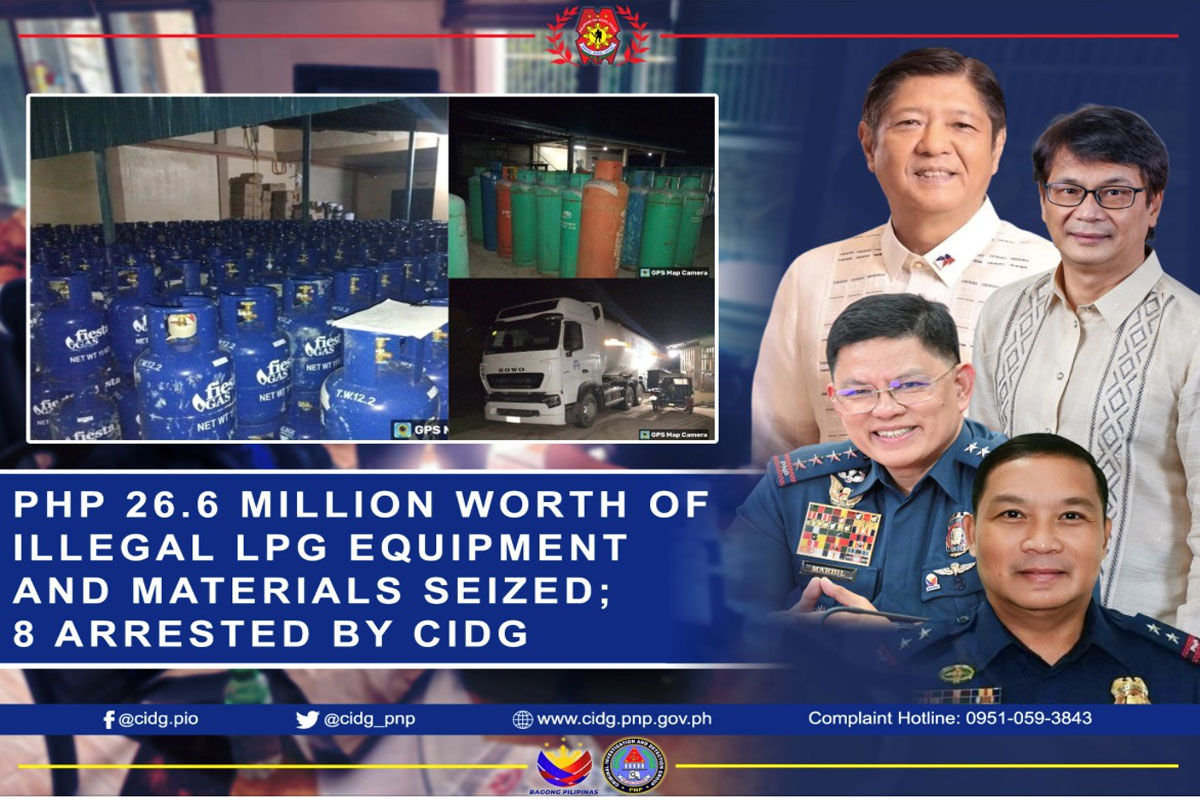 PNP-CIDG agents seize nearly P27M illegal LPG equipment, arrest 8 ...